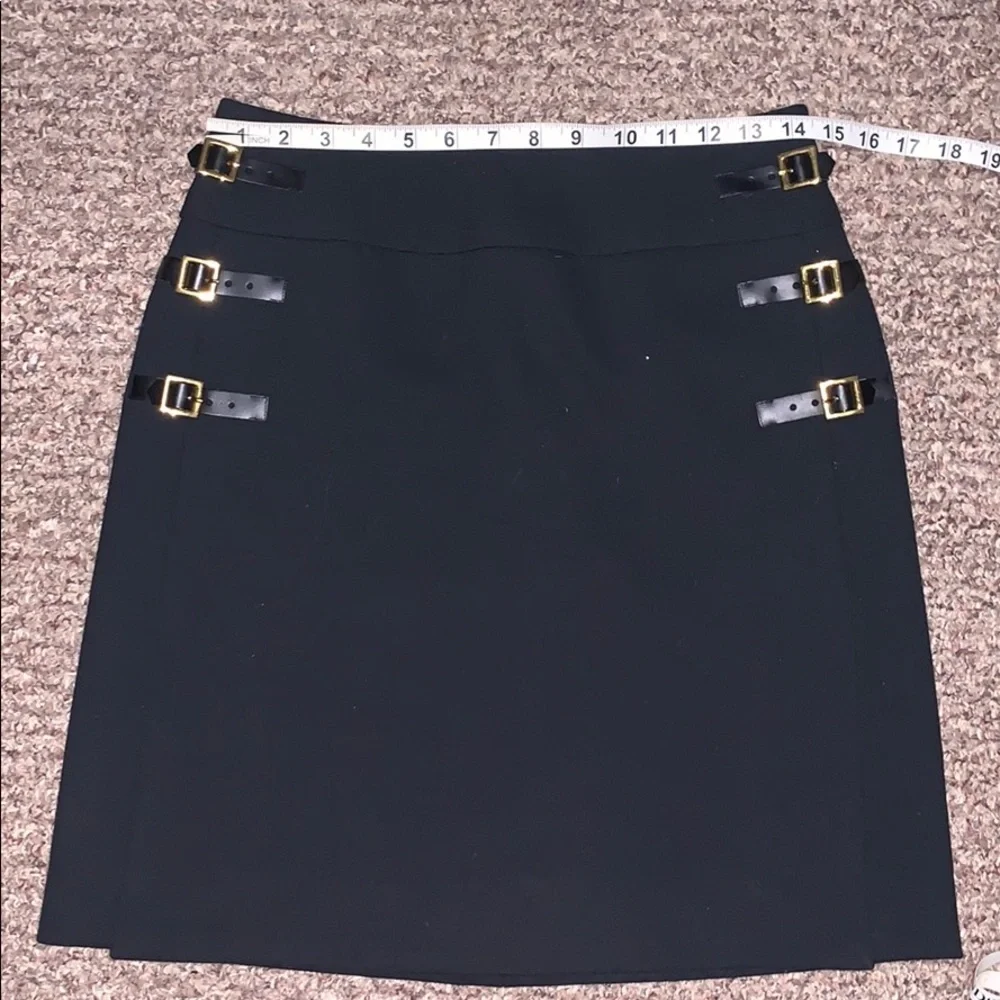 etcetera black double slits buckled pencil skirt M